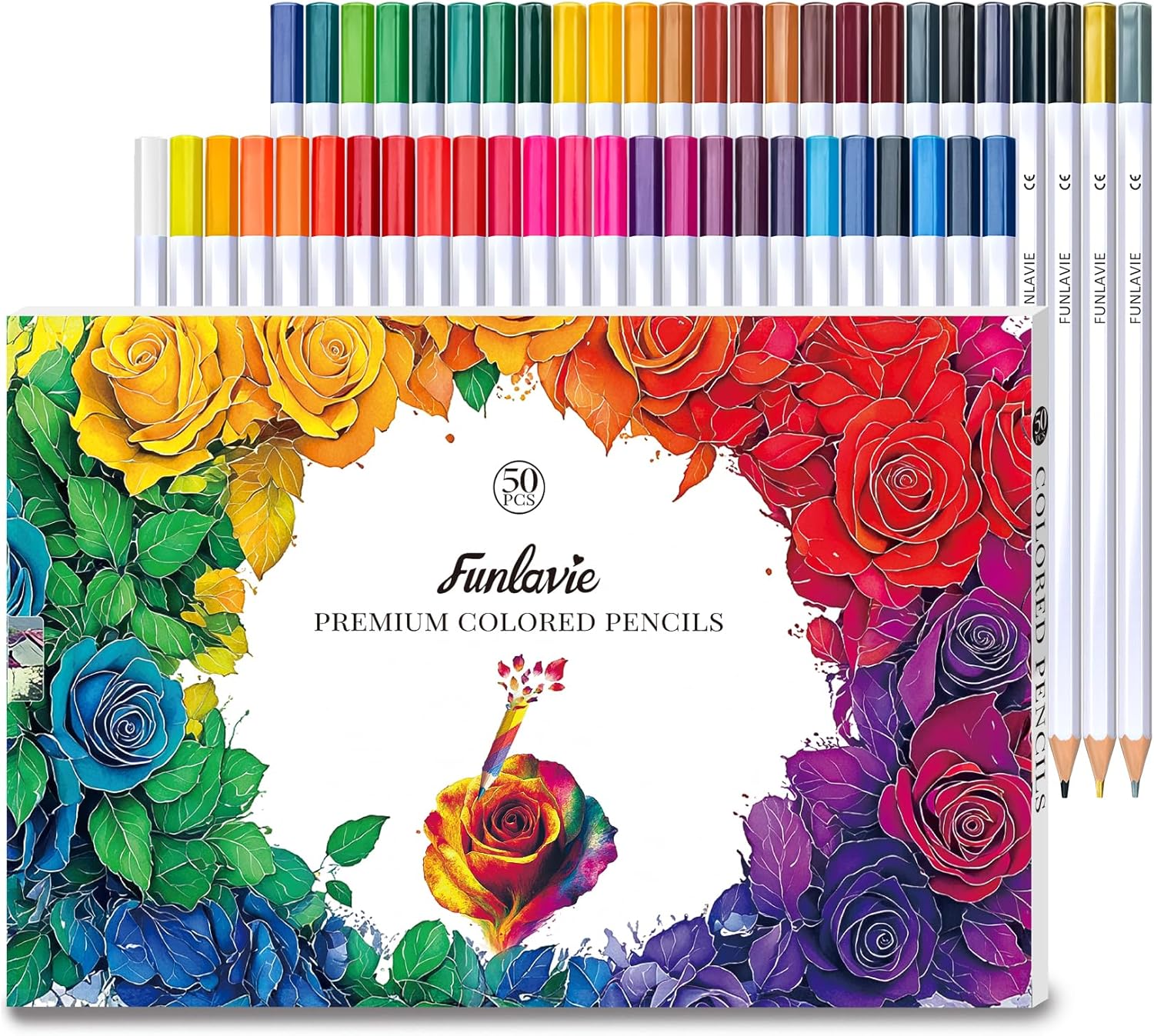 48 Colored Pencils for Adult Coloring Books + 2 Metallic Colored Pencils,Soft Core Coloring Pencil Set,Drawing Pencil for sketching & Painting,Art Supplies for Teens,Oil-Based with Sharpener