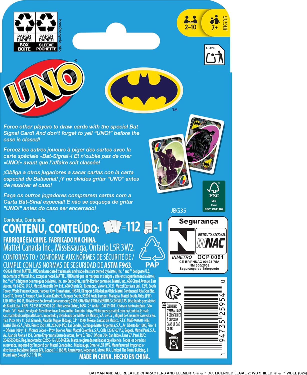 Mattel Games UNO Batman Card Game for Kids, Adults & Family with Collectible Deck & Special Rule Inspired by Batman Comics