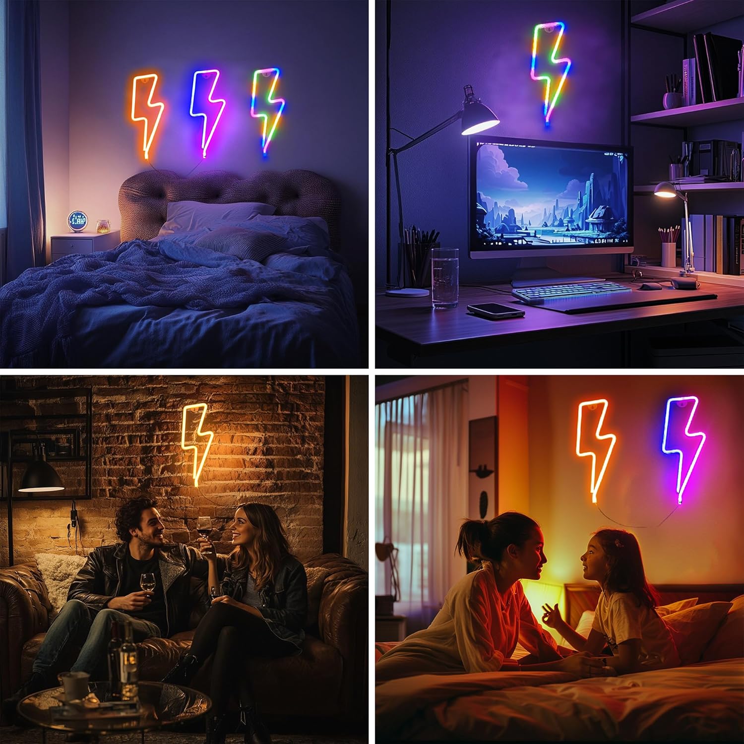 1 Pack Lightning Neon Sign Wall Decor,USB&Battery Powered LED Bolt Game Neon Light for Teen Girl Kid's Bedroom, Bar, Aesthetic,Christmas,Gaming Room, Party, Home, Wedding Party-yellow