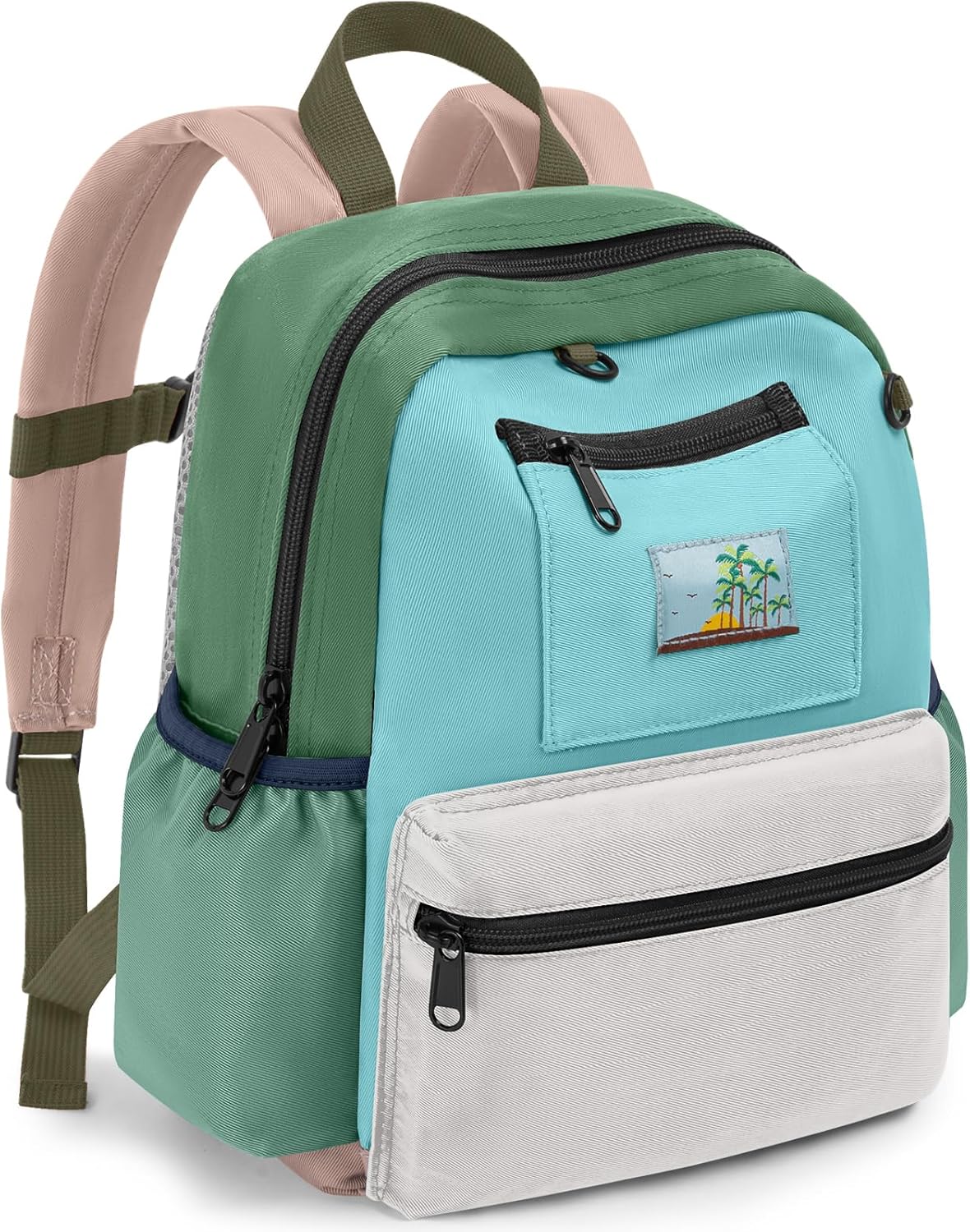 Toddler Backpack for Boys & Girls 1-3 Years, 10.5 Inch Lightweight Kids Bookbag, Waterproof Preschool Backpack for Kindergarten, Daycare, Travel, Durable Small Child School Bag, Green Grey