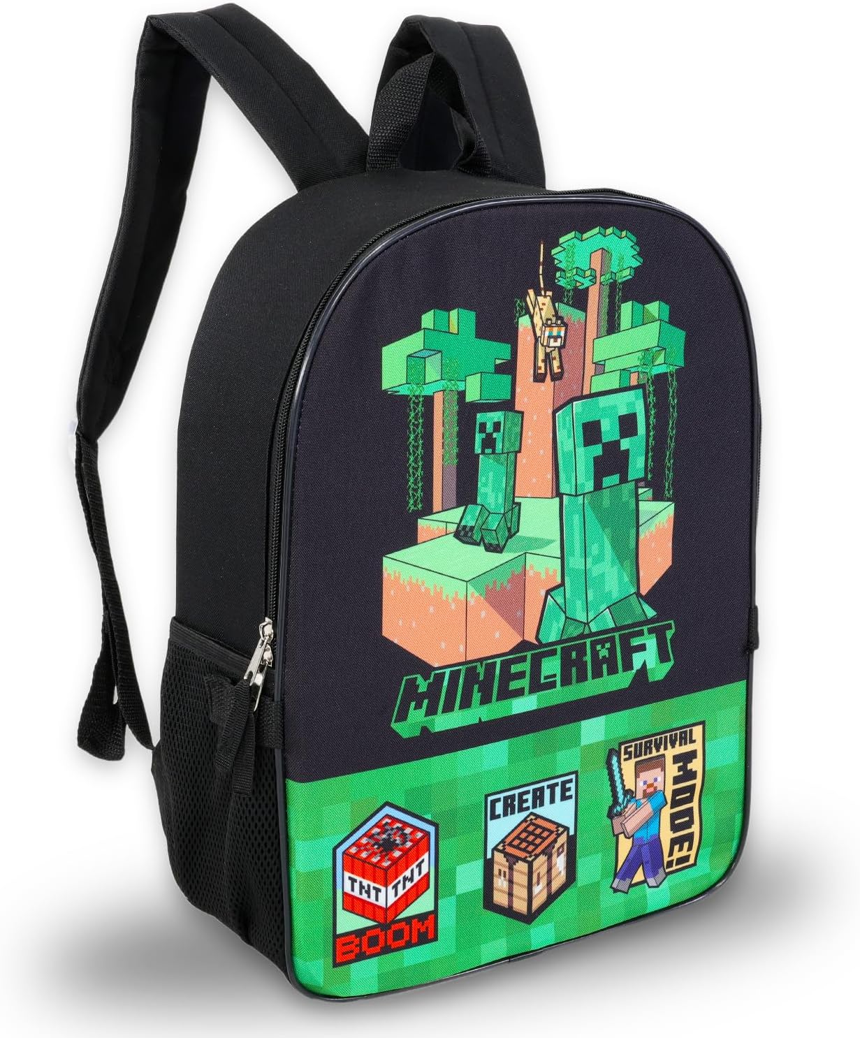 Minecraft Backpack and Lunch Set for Boys - Bundle with 16” Minecraft Backpack, Lunch, Tattoos, and More | Minecraft Backpack for Boys 8-12