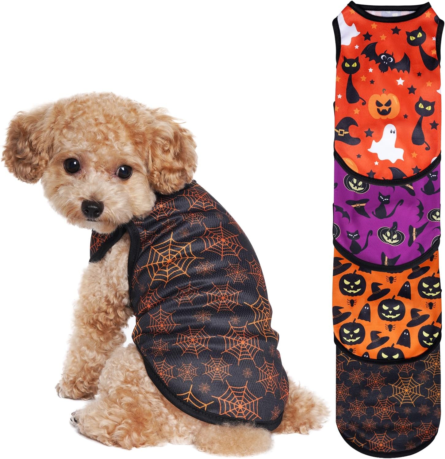 choyaxo 4pcs Dog Shirts Sleeveless Printed Pet Vest for Chiuahaha Small Medium Dogs Halloween