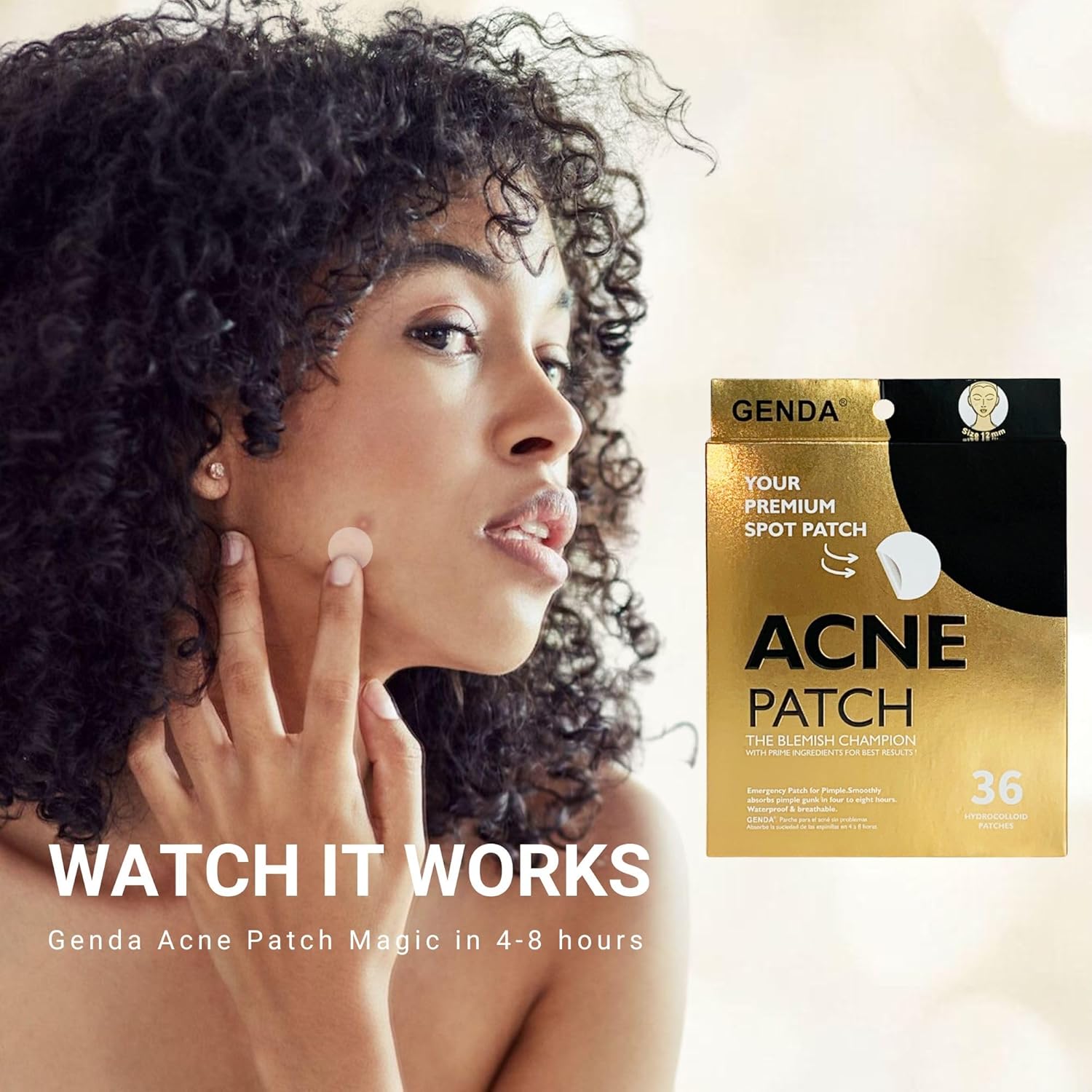 GENDA Pimple Patches for face, Acne Spot Patches for Zits and Blemish Dots, Hydrocolloid Invisible Spot Stickers - 36 Count.