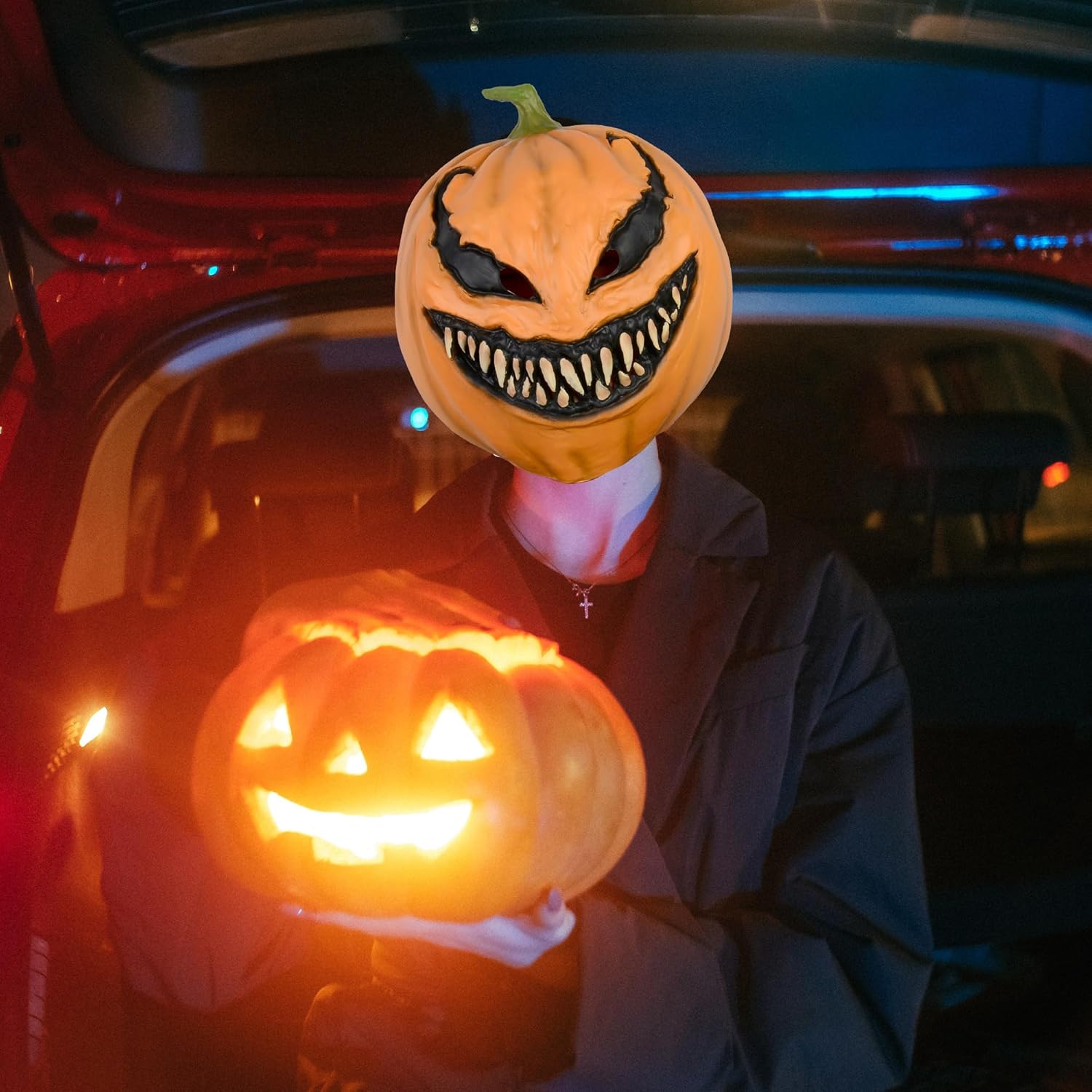 Creepy Pumpkin Mask, Scary Pumpkin Head Mask For Halloween Costume Party Props Adult Men Women