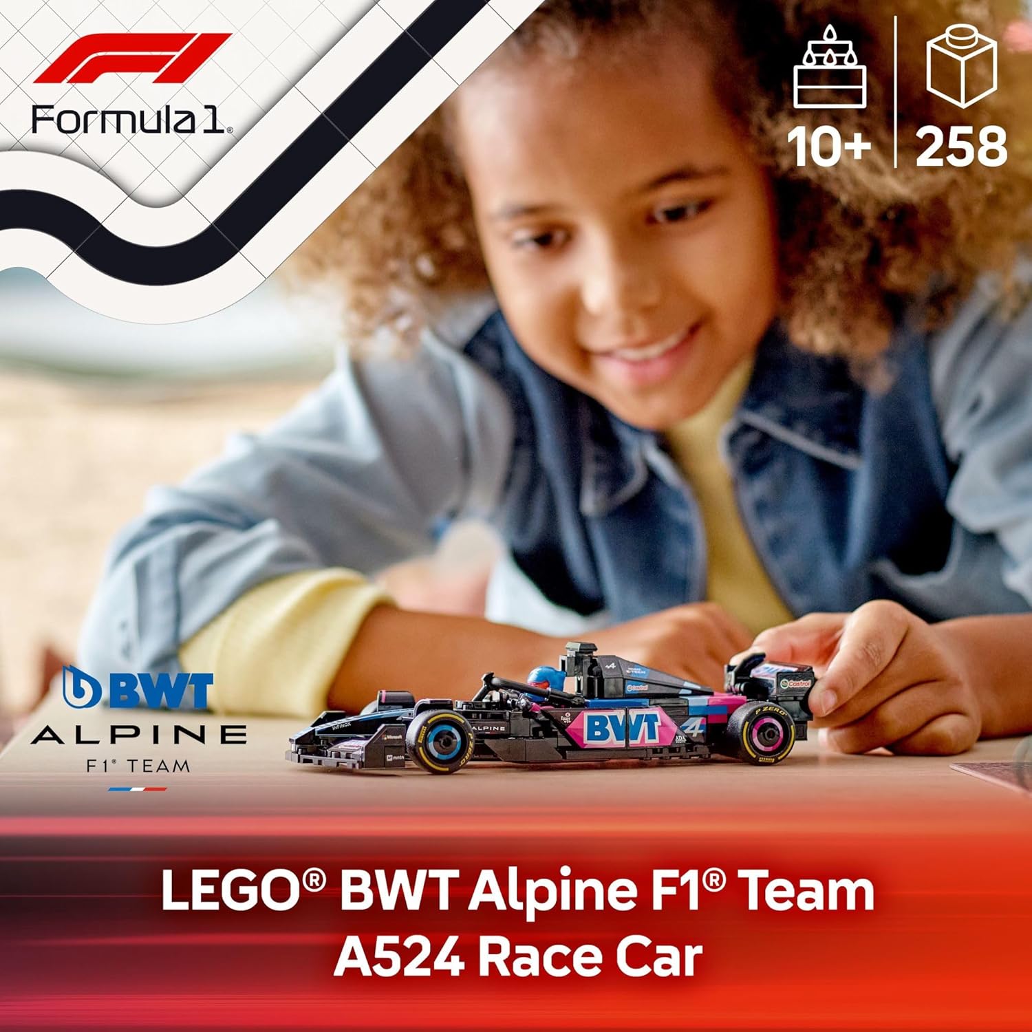LEGO Speed Champions BWT Alpine F1 Team A524 Race Car Toy - Building Set for Kids, Boys & Girls, Ages 10+ - Toy Car for F1 Fans - Gift Idea for Birthday - 77248