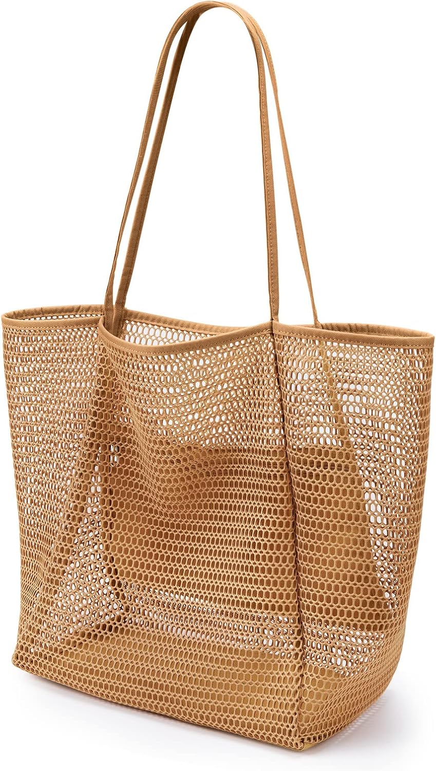 KALIDI BeachNylon Mesh Tote Bag, Casual Tote Bag Hobo Women Foldable MAX 23L Shoulder Bag For Beach Picnic Vacation