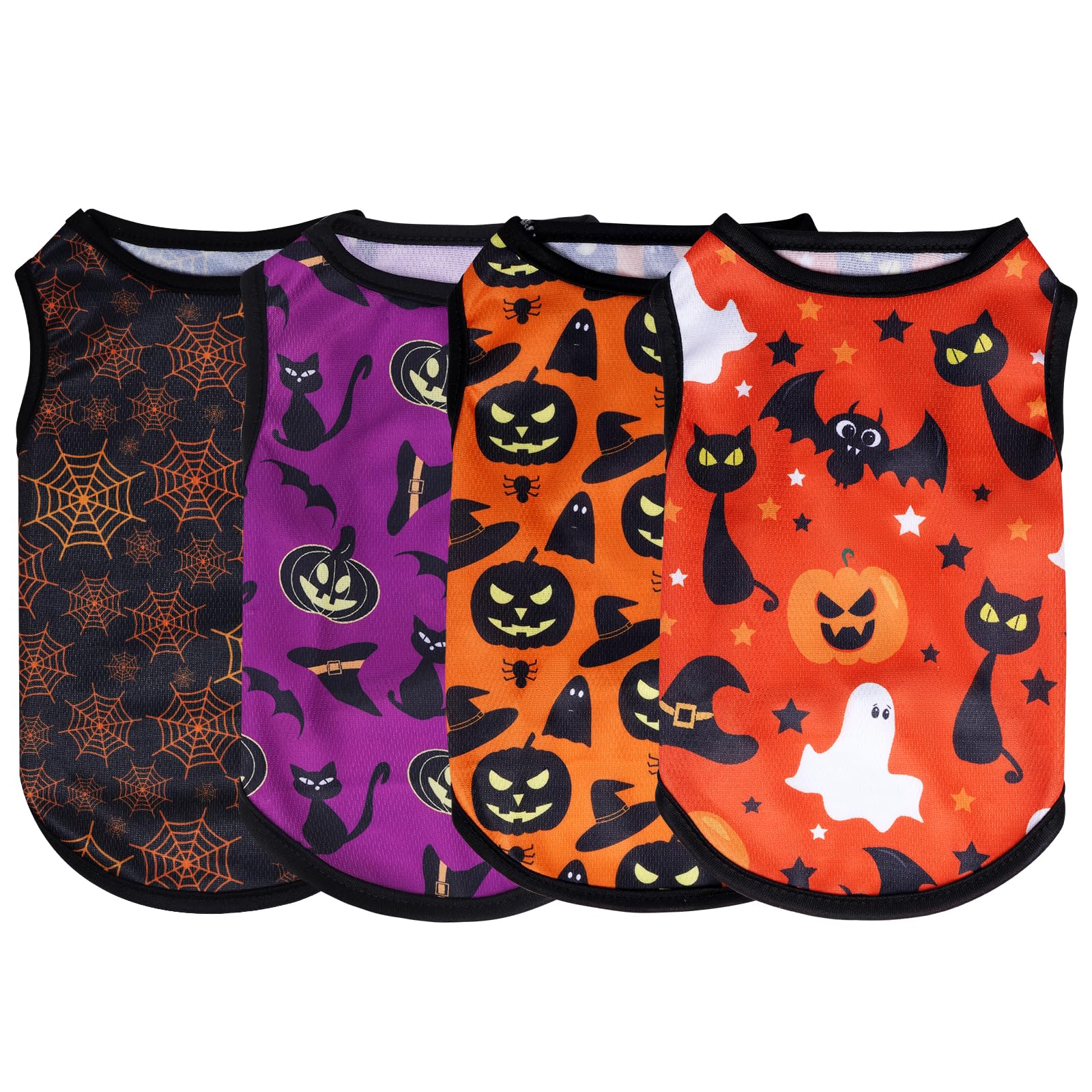 choyaxo 4pcs Dog Shirts Sleeveless Printed Pet Vest for Chiuahaha Small Medium Dogs Halloween
