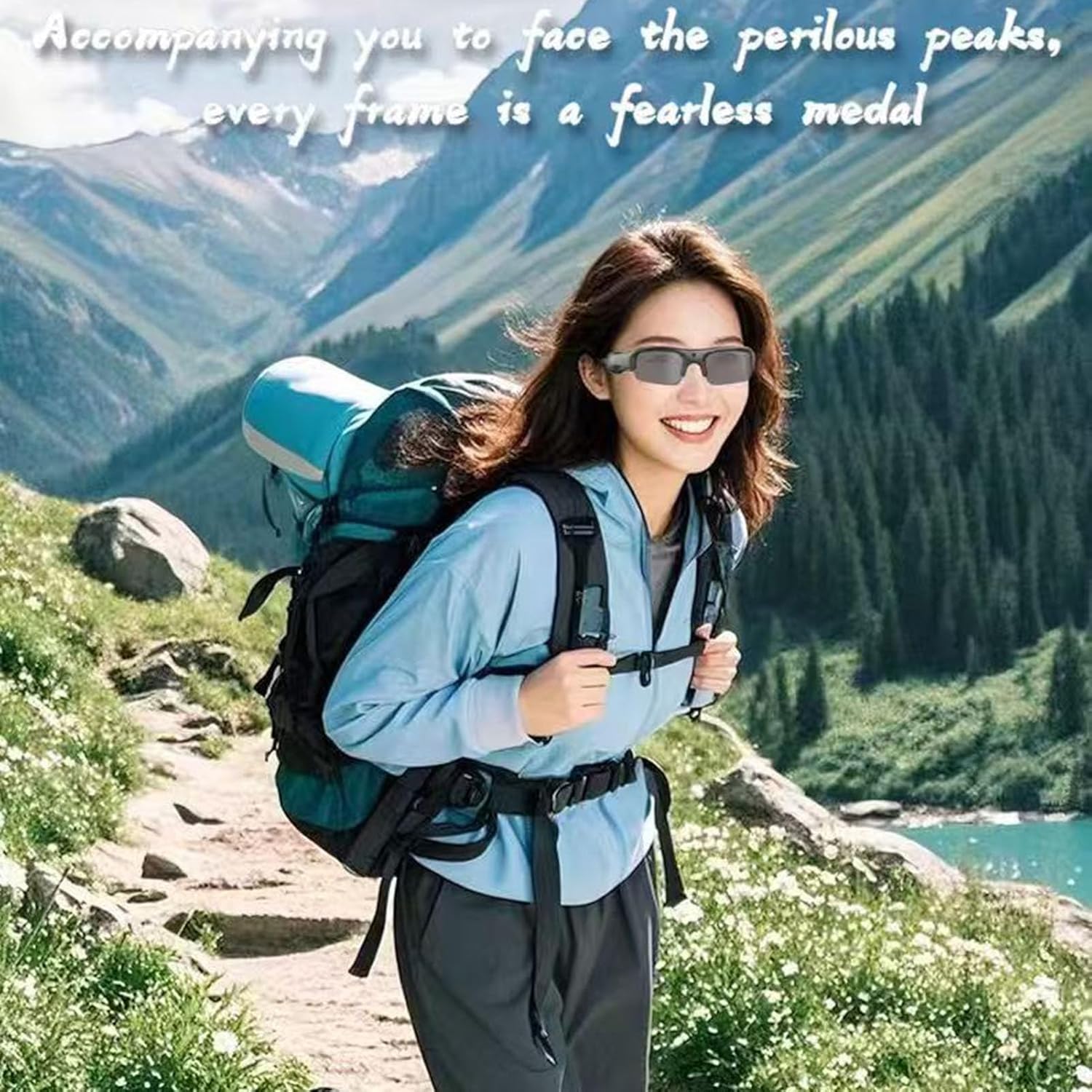 ASHATA Camera Glasses, Smart Video Glasses WiFi 1080P HD Recording 12MP Photos Polarized Sunglasses with 128GB Memory Card, for Outdoor Sports Travel Vlog