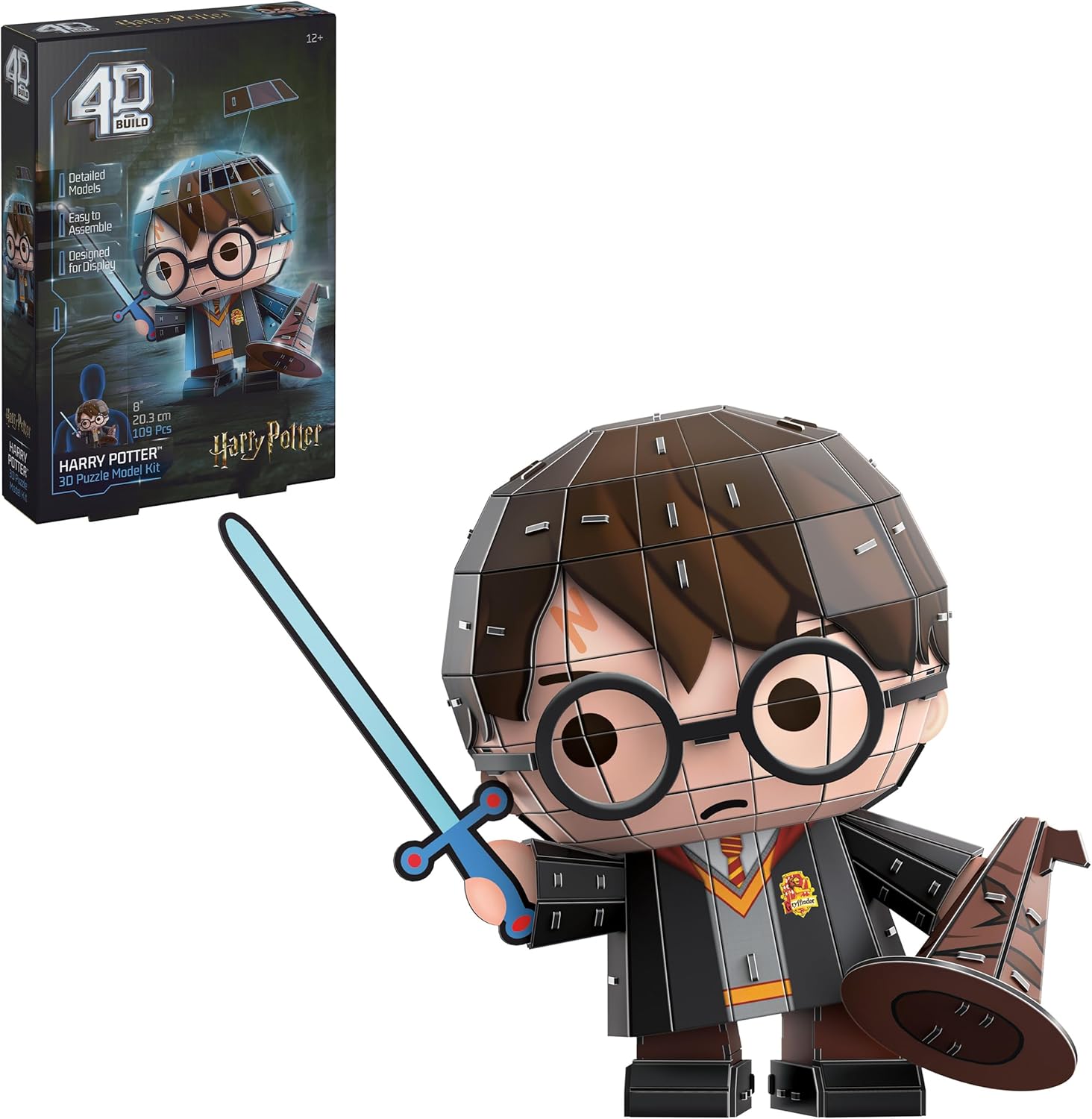 4D Build, Harry Potter Chibi with Sword 3D Model Kit, Harry Potter Collectibles & Desk Décor, Adult Puzzles, Building Toys, 3D Puzzles for Adults & Teens, 109 Pieces, for Ages 12 & Up