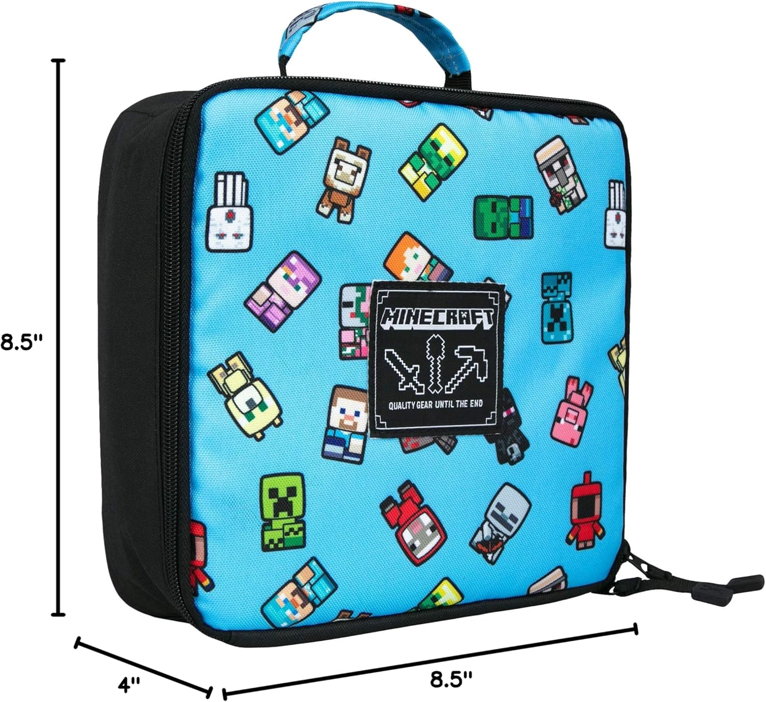 JINX Minecraft Bobble Mobs Insulated Kids School Lunch Box, Blue, 8.5"x 4"