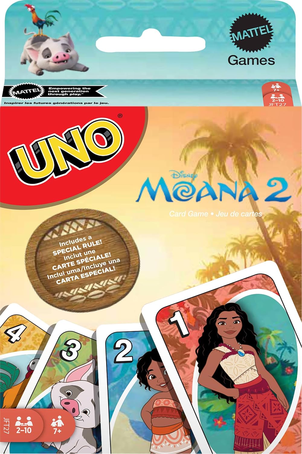Mattel Games UNO Disney Moana 2 Card Game for Kids, Adults & Family with Deck & Special Rule Inspired by The Movie