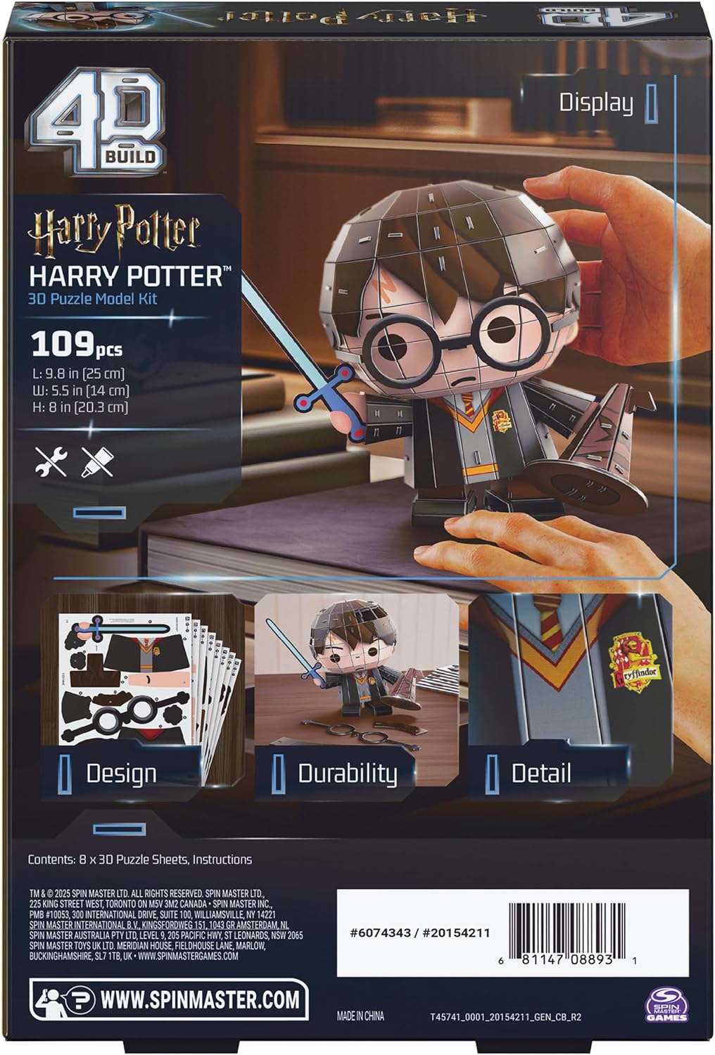 4D Build, Harry Potter Chibi with Sword 3D Model Kit, Harry Potter Collectibles & Desk Décor, Adult Puzzles, Building Toys, 3D Puzzles for Adults & Teens, 109 Pieces, for Ages 12 & Up