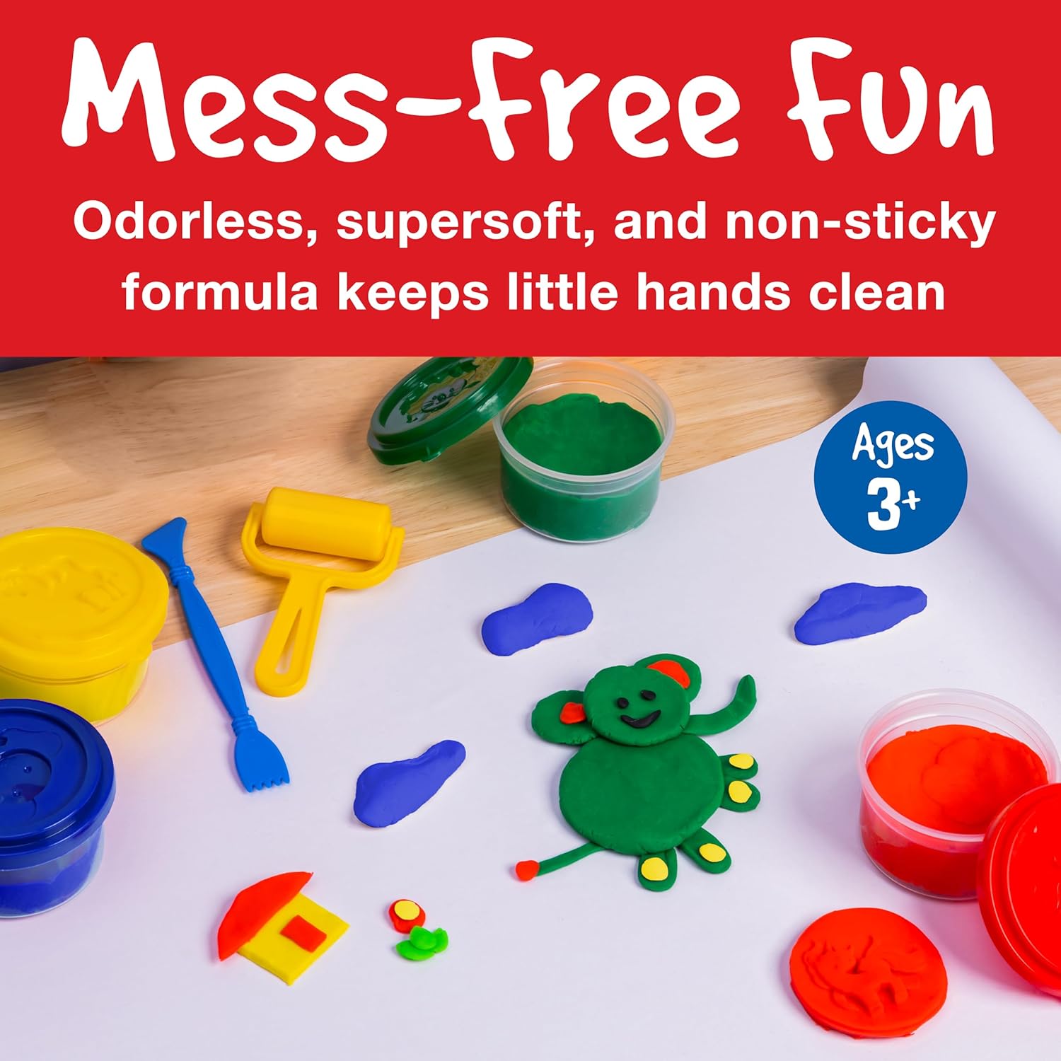 Faber-Castell Little Creatives Super Soft Modeling Dough: 4 Classic Colors and Play Dough Accessories, Non Toxic Playdough Kit for Toddlers, Gifts for Kids and Preschool (Ages 3+)