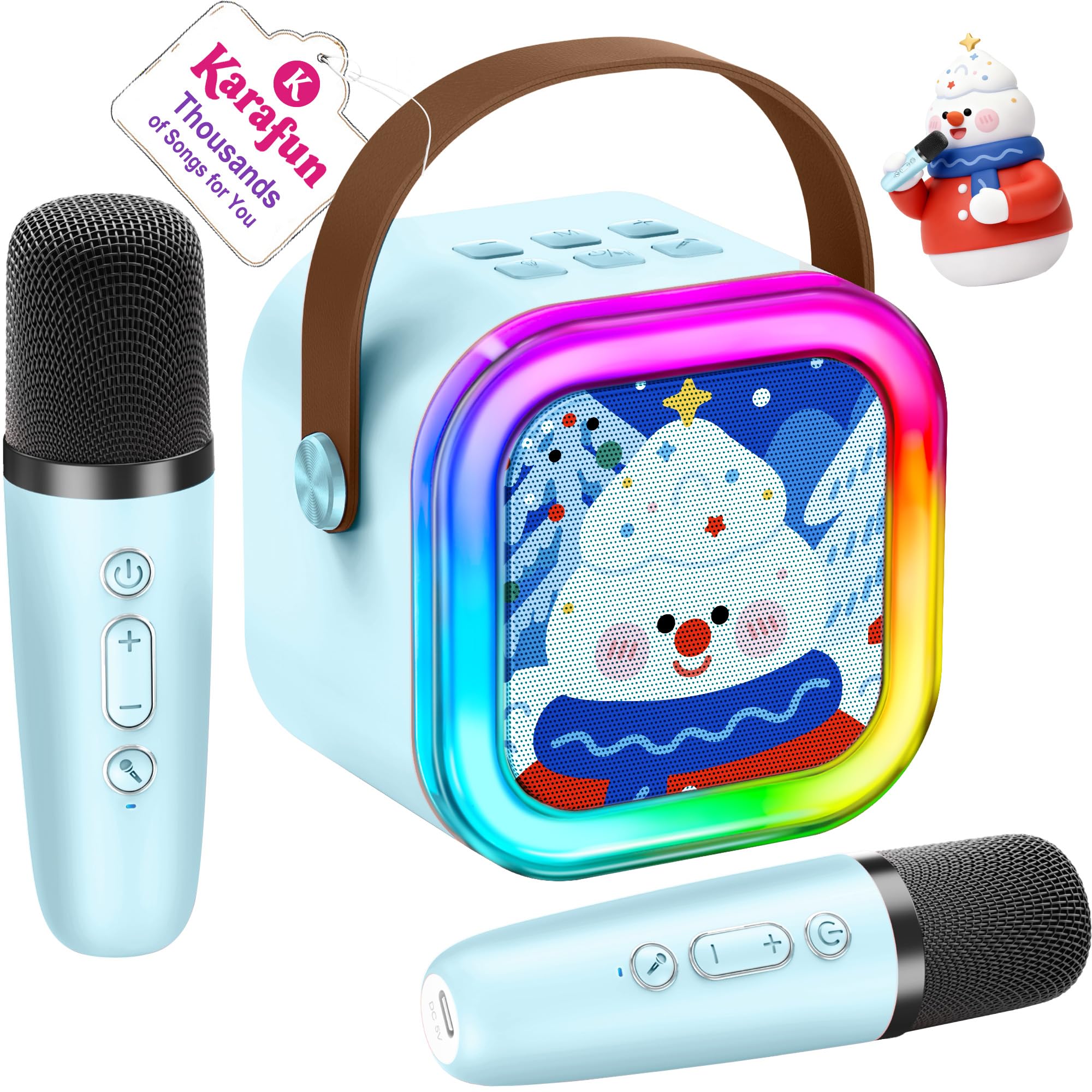 Karaoke Machine for Kids, 2025 TOP Toys Christmas Birthday Gifts Ideas for Girls Ages 4, 5, 6, 7, 8, 9, 10, 12+ Years Old, Portable Mini MP3 Player with 2 Wireless Mics for Party