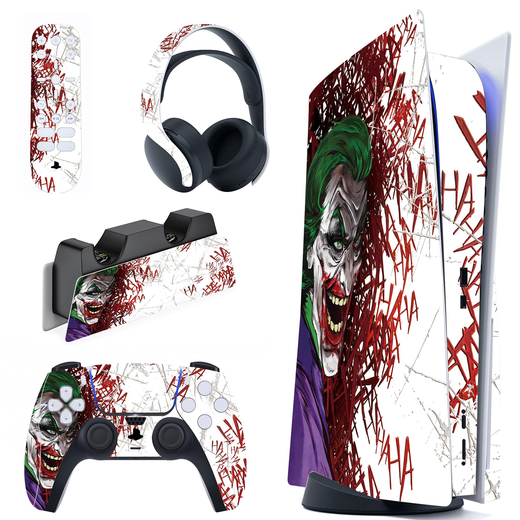 PlayVital Full Set Skin Decal for ps5 Console Disc Edition, Vinyl Sticker Decal Cover for ps5 Controller & Charging Station & Headset & Media Remote - Dragon's Elysium