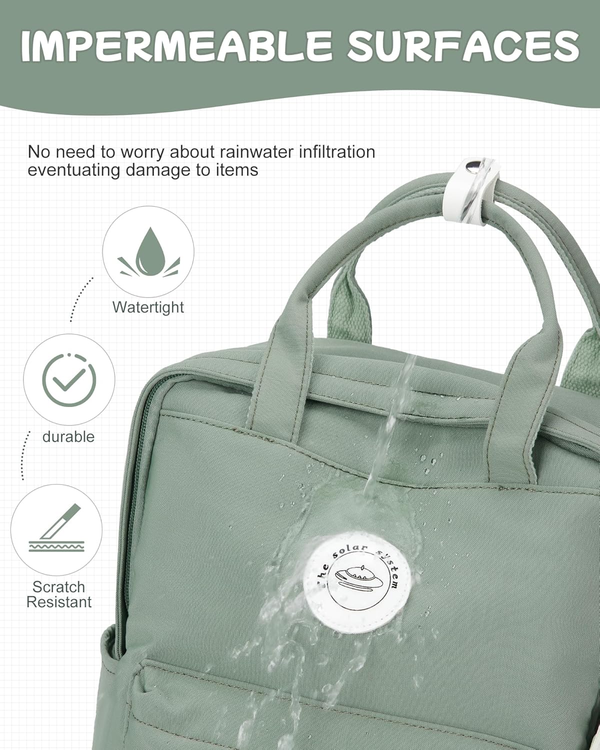 BJLFS Light Green School Backpack for Women Teen Girls, Bookbag College Student Backpack for School Men Boys, Mochilas Escolares Casual Daypack Lightweight Book Bag