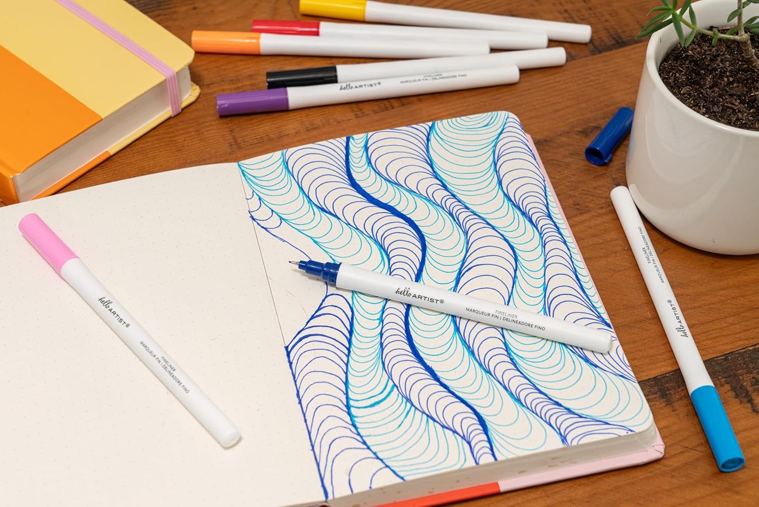 Fineliner Pens, Set of 10, Vibrant Colors, Vibrant, For Artists, Journaling, Coloring, Home or Classroom Use, Non-Toxic