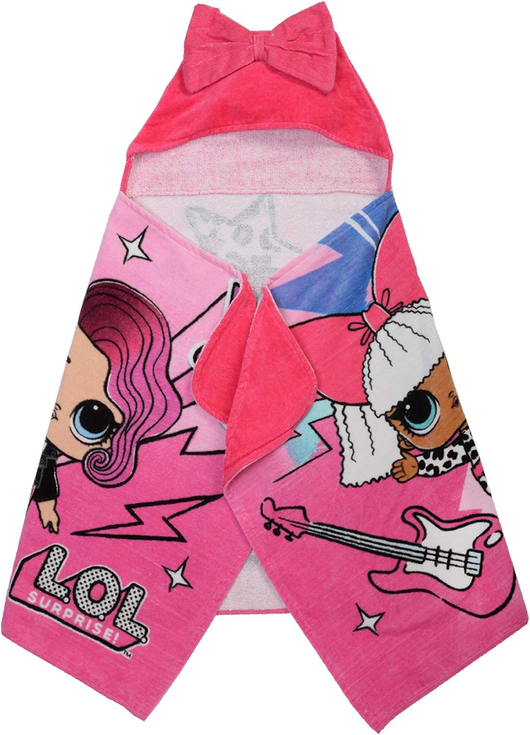 L.O.L. Surprise! Soft Cotton Bath/Pool/Beach Hooded Towel Wrap, 24 In x 50 In, Pink, By Franco Kids