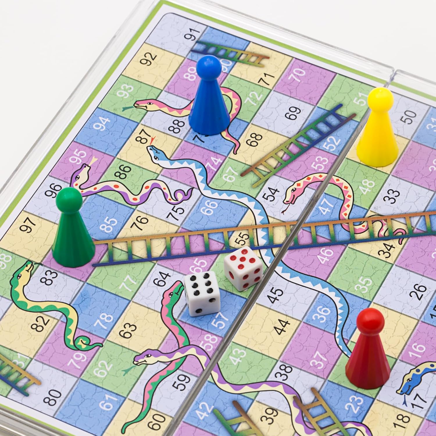 Mini Snakes and Ladders Board Game Set -6″, Magnetic Folding Travel Board Game for Kids (Pocket Crystal Style)