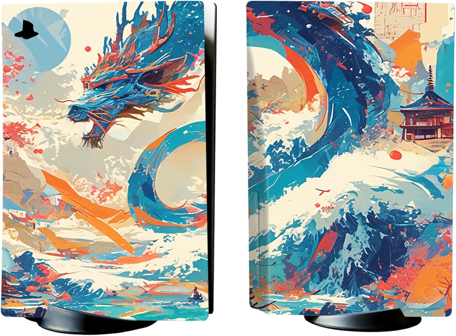 PlayVital Full Set Skin Decal for ps5 Console Disc Edition, Vinyl Sticker Decal Cover for ps5 Controller & Charging Station & Headset & Media Remote - Dragon's Elysium