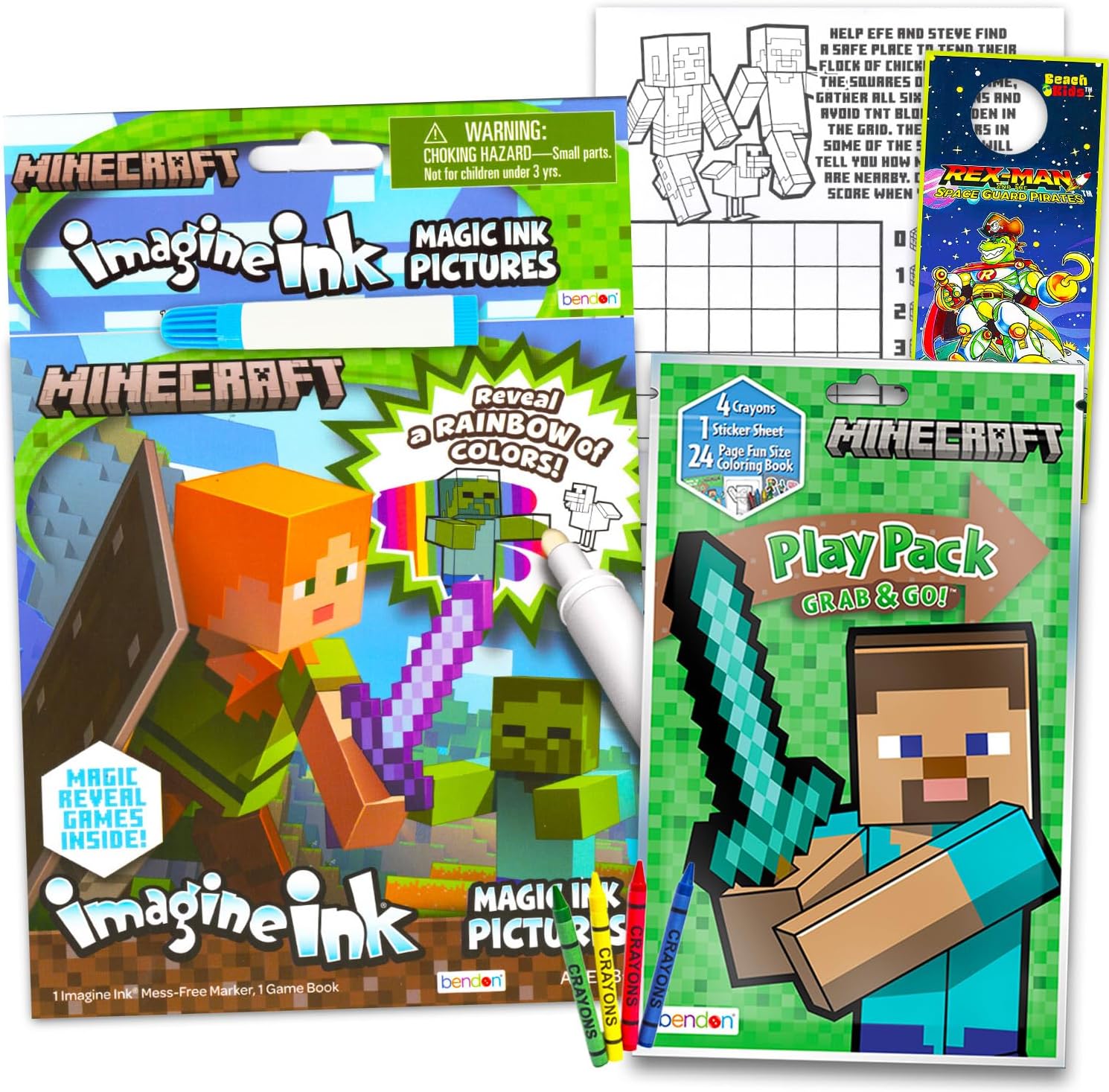 Minecraft Coloring Book and Activity Bundle - Minecraft Coloring Book with Mess Free Marker, Play Pack with Mini Coloring Pages, Stickers for Teens Toddlers Boys Girls Children
