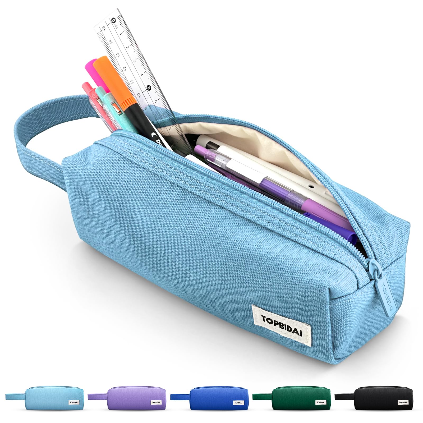 Small Pencil Case Pouch for Girls and Boys Kids, Large Capacity Canvas Pen Bag School Supplies, Portable Pencil Case, Simple Zipper Stationery Bag for Women Men Adults (Purple