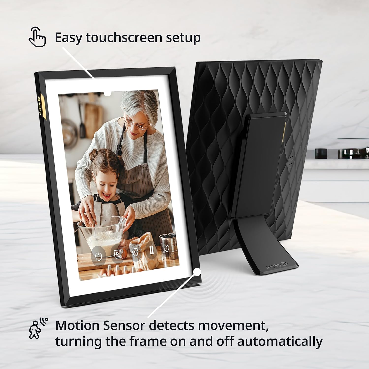 Nixplay AI-Enhanced Digital Picture Frame | Stunning HD Touch Screen Display | Perfect Digital Picture Frame for Gifting | Auto-Rotation Feature, Securely Share Photos/Videos via Email or App | 10.1"