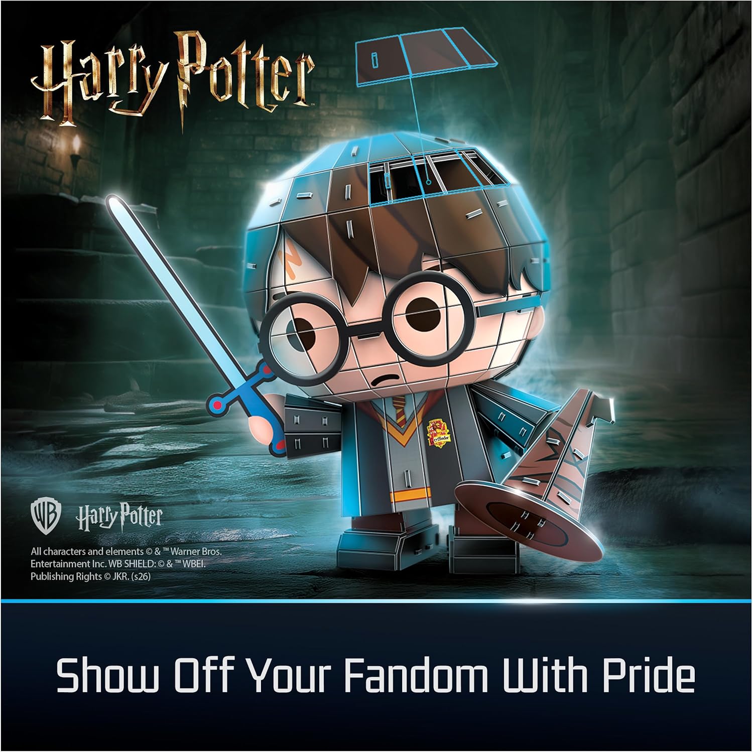 4D Build, Harry Potter Chibi with Sword 3D Model Kit, Harry Potter Collectibles & Desk Décor, Adult Puzzles, Building Toys, 3D Puzzles for Adults & Teens, 109 Pieces, for Ages 12 & Up