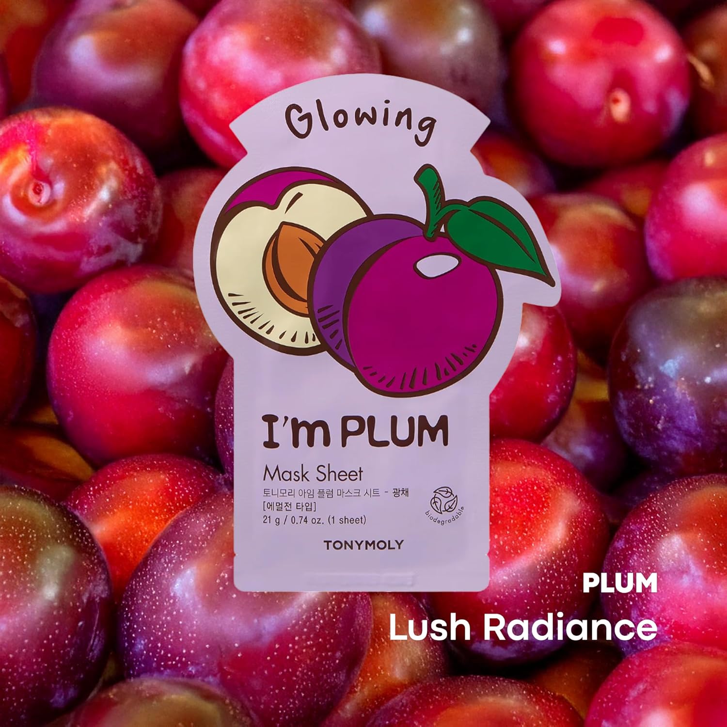 TONYMOLY I’m Plum Sheet Mask – Korean Skincare Face Mask with Plum Extract & Vitamin C, Brightening, Hydrating, and Moisturizing Facial Treatment for Glowing, Radiant Skin, 1 Count