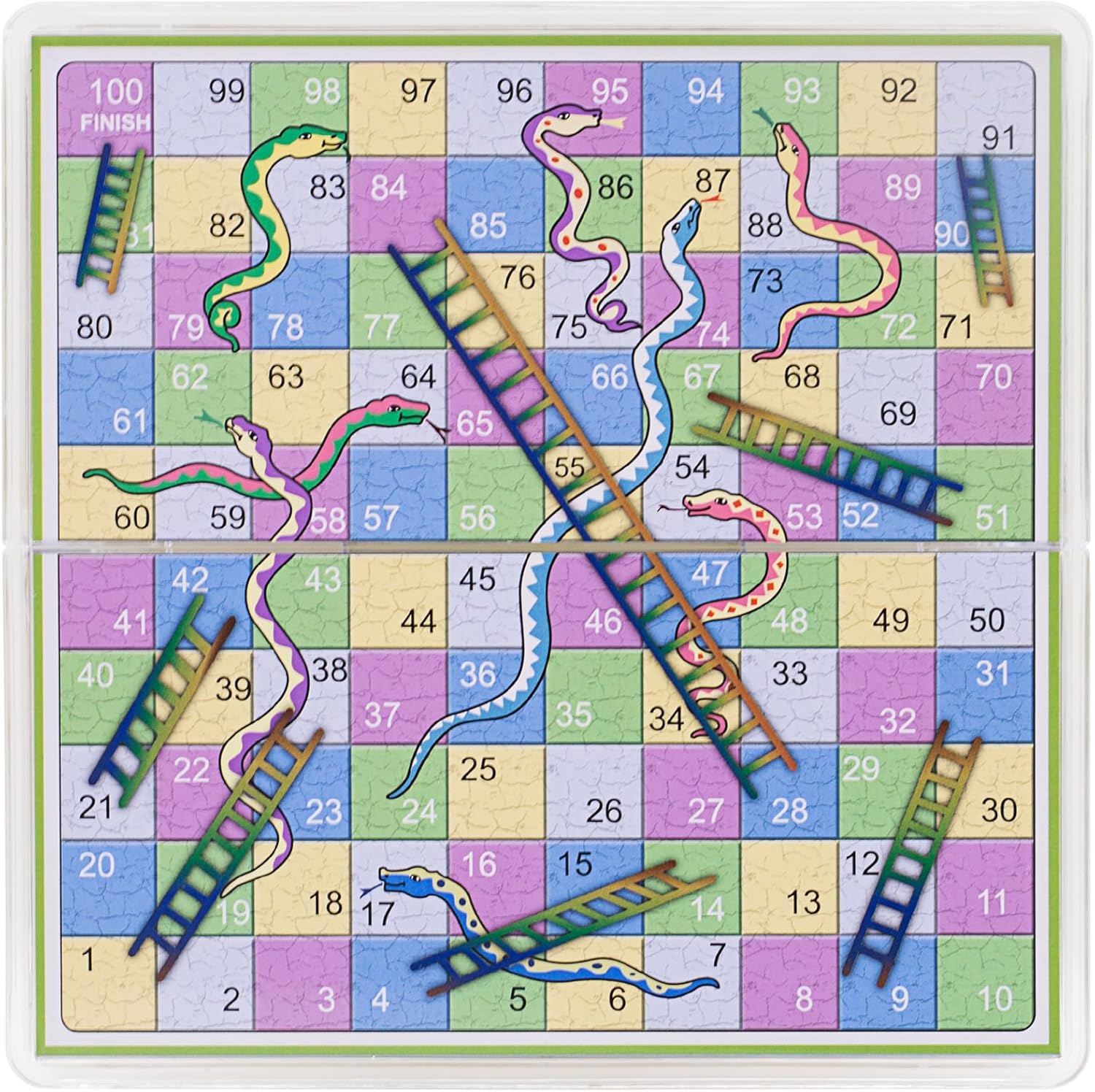Mini Snakes and Ladders Board Game Set -6″, Magnetic Folding Travel Board Game for Kids (Pocket Crystal Style)