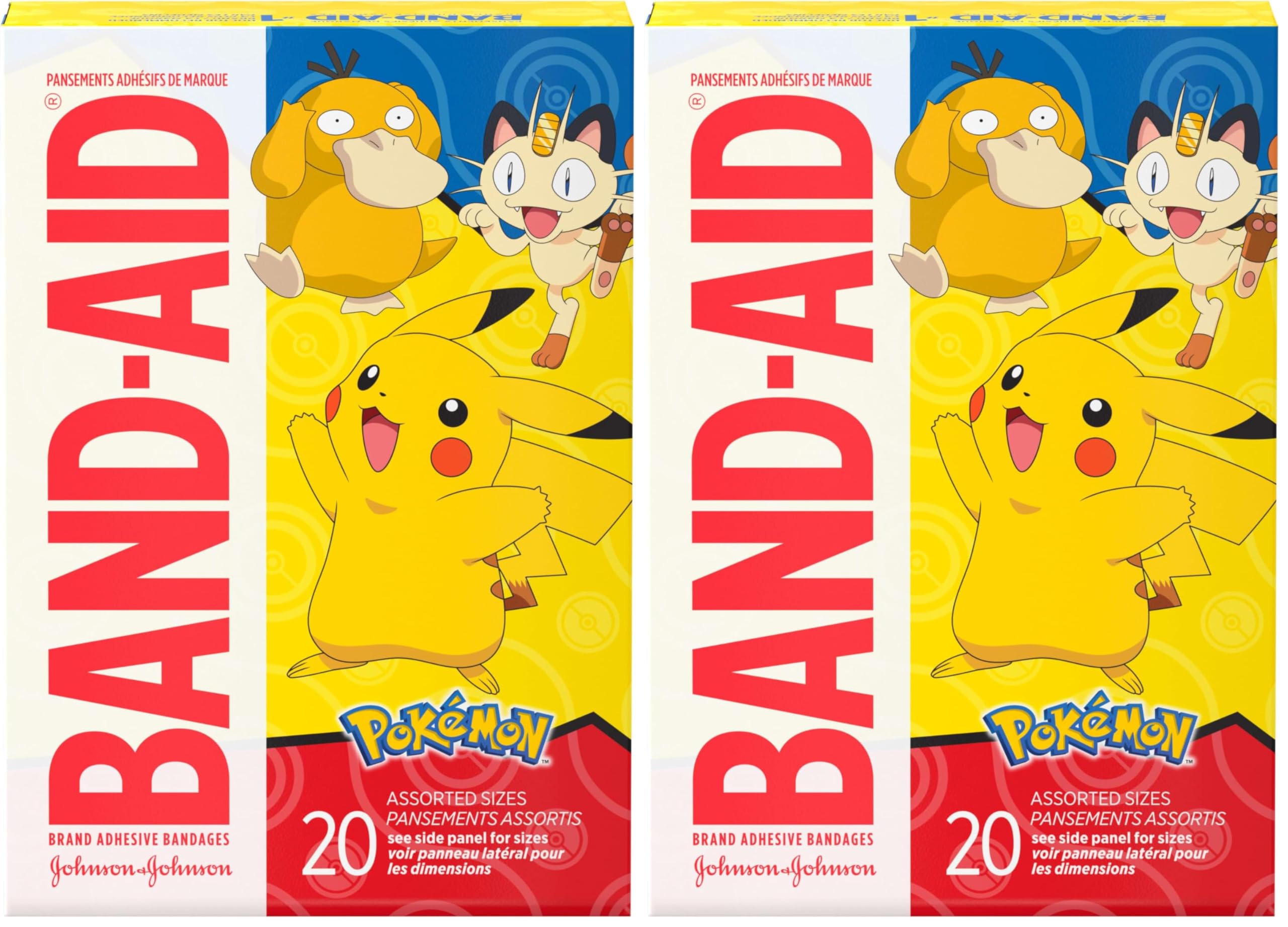 Band-Aid Brand Adhesive Bandages for Minor Cuts & Scrapes, Wound Care Featuring Pokémon Characters for Kids, Assorted Sizes 20 ct