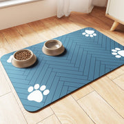 Pet Feeding Mat-Absorbent Pet Placemat for Food and Water Bowl, with Waterproof Rubber Backing, Quick Dry Water Dispenser Mat for Dog and Cat (24"x16", Blue)