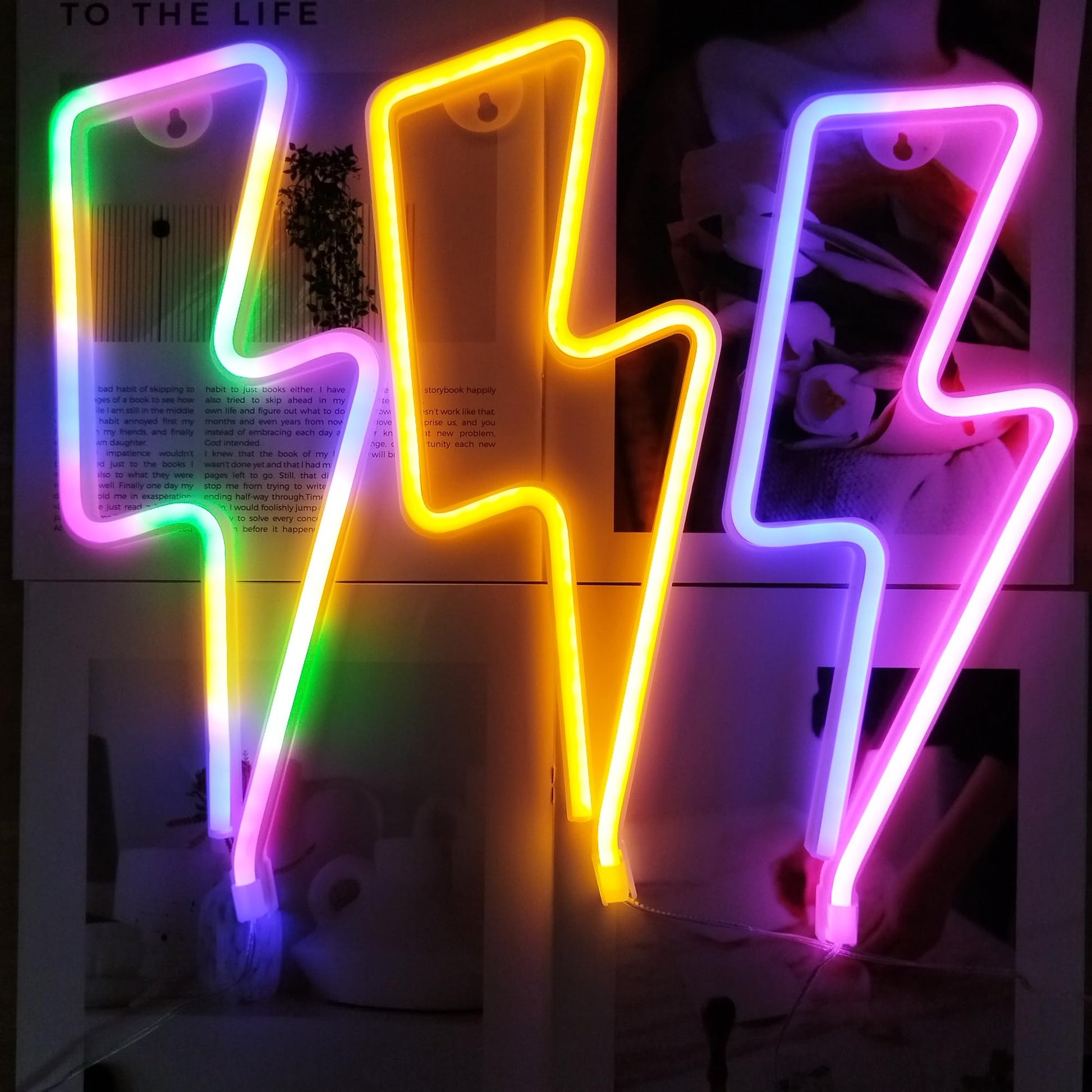 1 Pack Lightning Neon Sign Wall Decor,USB&Battery Powered LED Bolt Game Neon Light for Teen Girl Kid's Bedroom, Bar, Aesthetic,Christmas,Gaming Room, Party, Home, Wedding Party-yellow