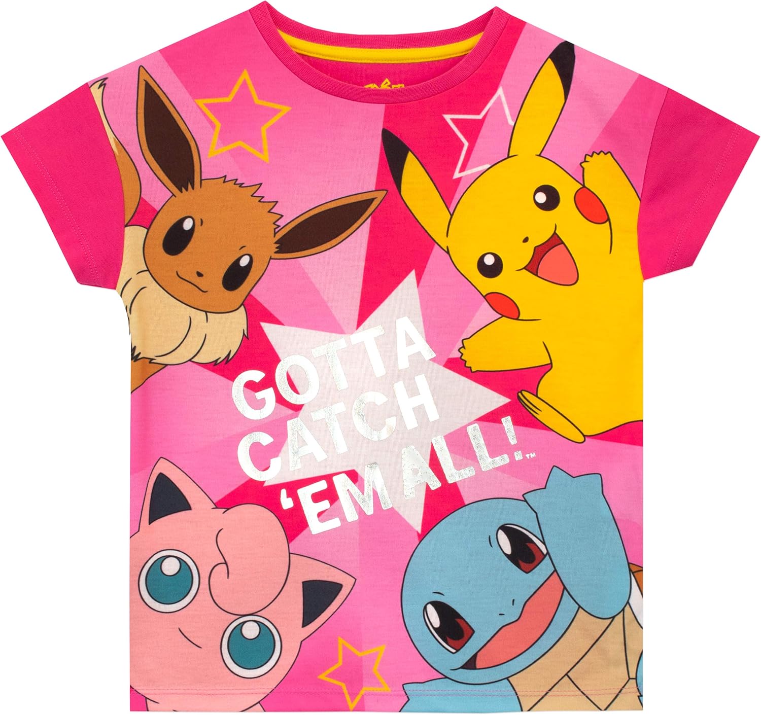 Pokemon Pajamas | Pikachu Pajamas | Eevee Girls Pajama Set | Short Sleeve PJs Set | Sizes 6 To 14