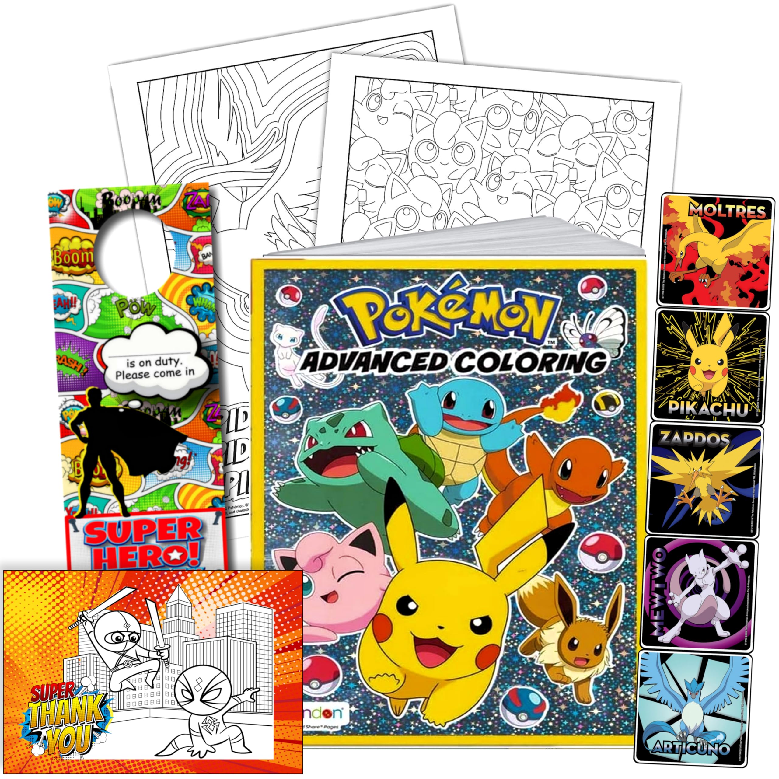 Bendon Pokemon Stickers Activity Set with Pokemon Coloring Book with Stickers, Reward Sticker Set, Craft Door Hanger