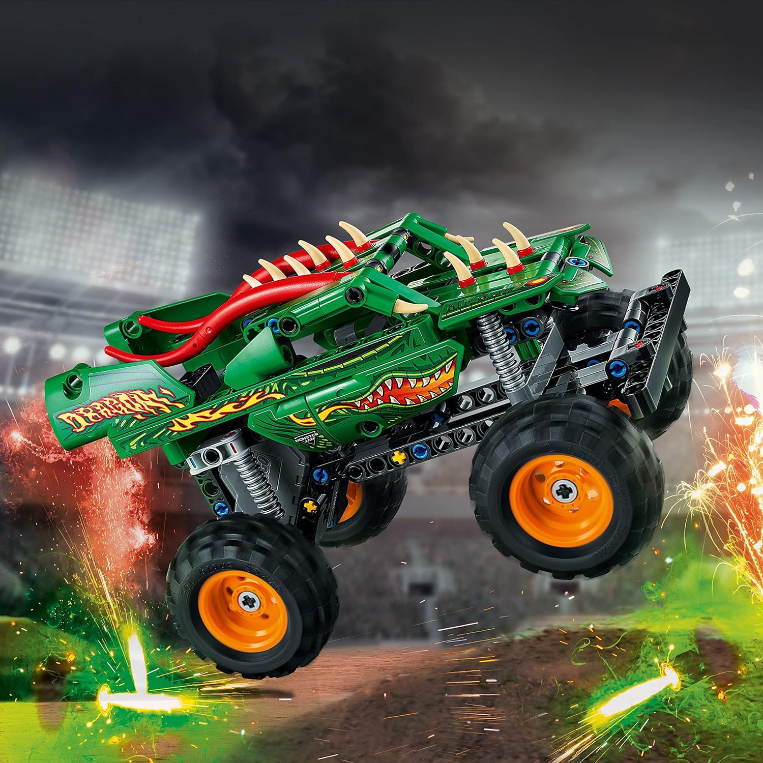 LEGO Technic Monster Jam Dragon Monster Truck Toy for Boys and Girls, 2in1 Racing Pull Back Car Toys for Off Road Stunts, Kids Birthday Gift Idea, Great Activity for Kids, 42149