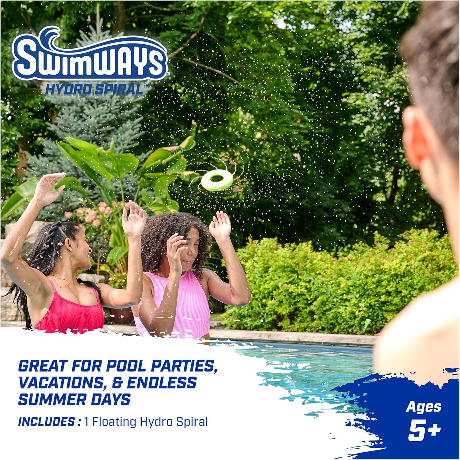 SwimWays Hydro Spiral, Pool Toys for Kids and Adults, Throwing Ring for Beach, Lake and Swimming Pool, Outdoor Toys for Kids Aged 5 & Up