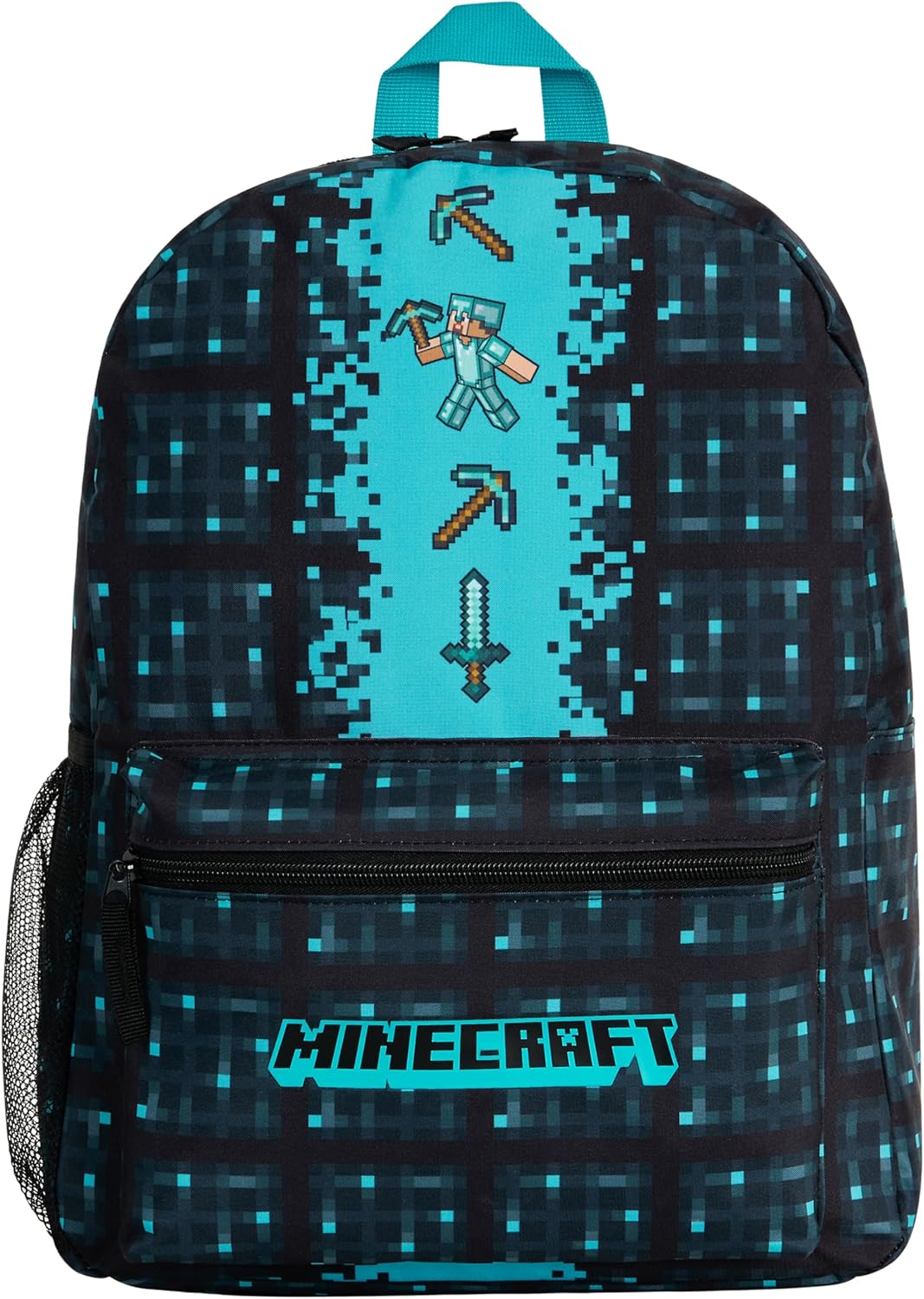 Minecraft Backpack for Boys Kids Teens Adjustable Straps Front Pocket Daypack Backpacks for Sports Gym School Gamer Gifts (Blue)