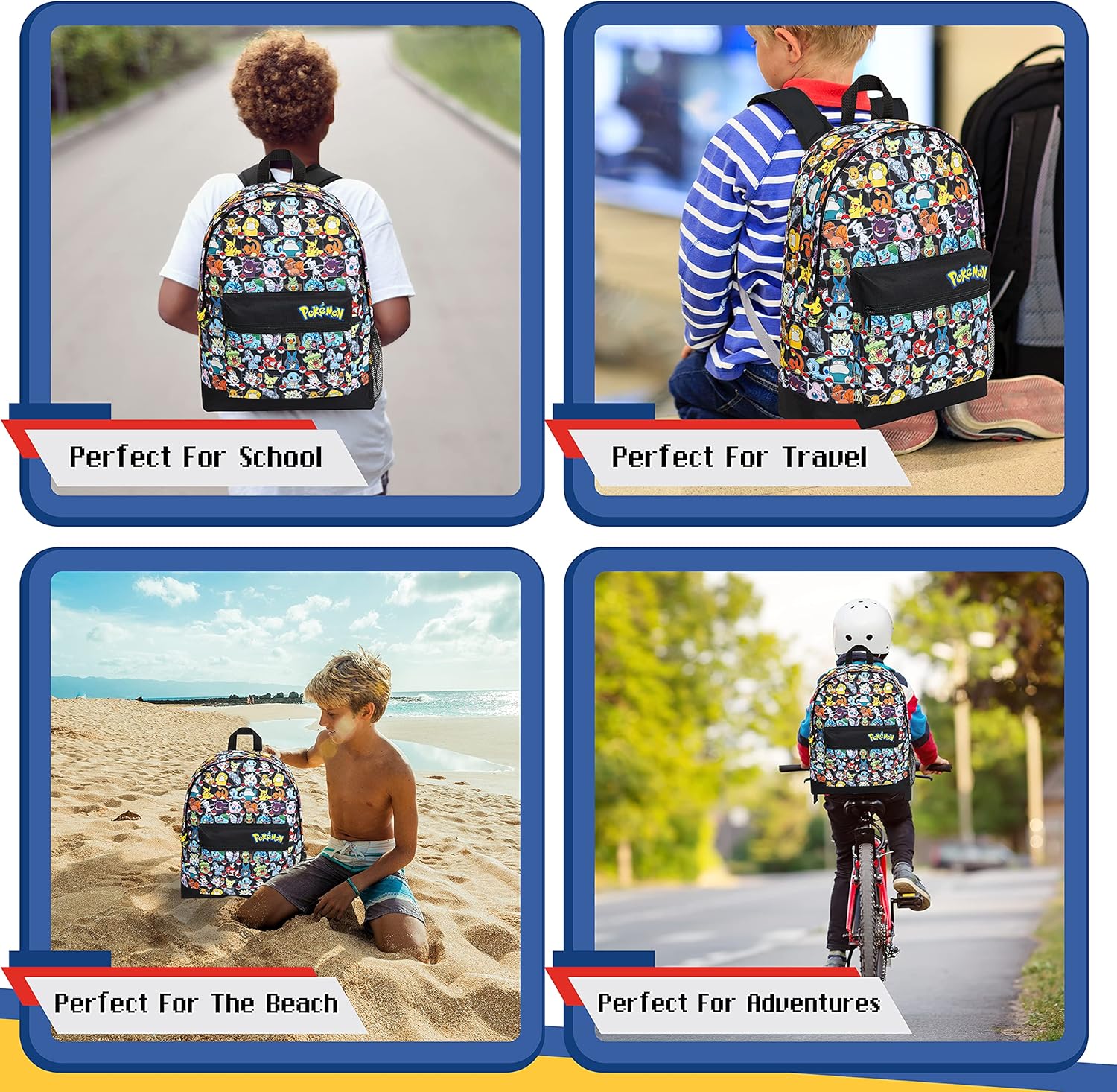 Pokemon Backpack for Kids Teens Boys Girls Pikachu Anime Bookbag Daypack Bag School Sports Gifts for Kids (Multi AOP)