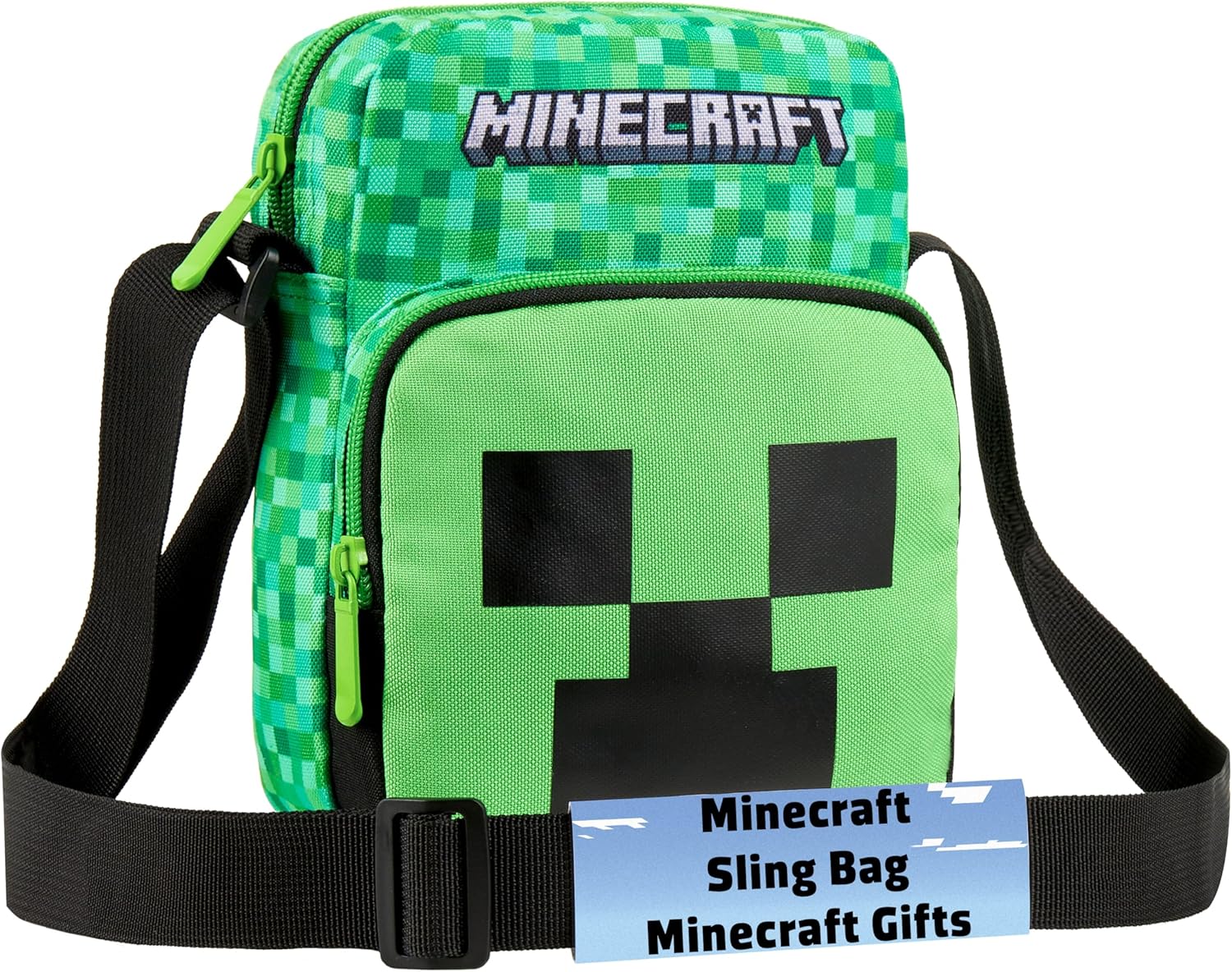 Minecraft Creeper Crossbody Bag for Boys, Phone Pouch or Mini Messenger Set, Shoulder Bag for Travel, School, Gifts for Boys