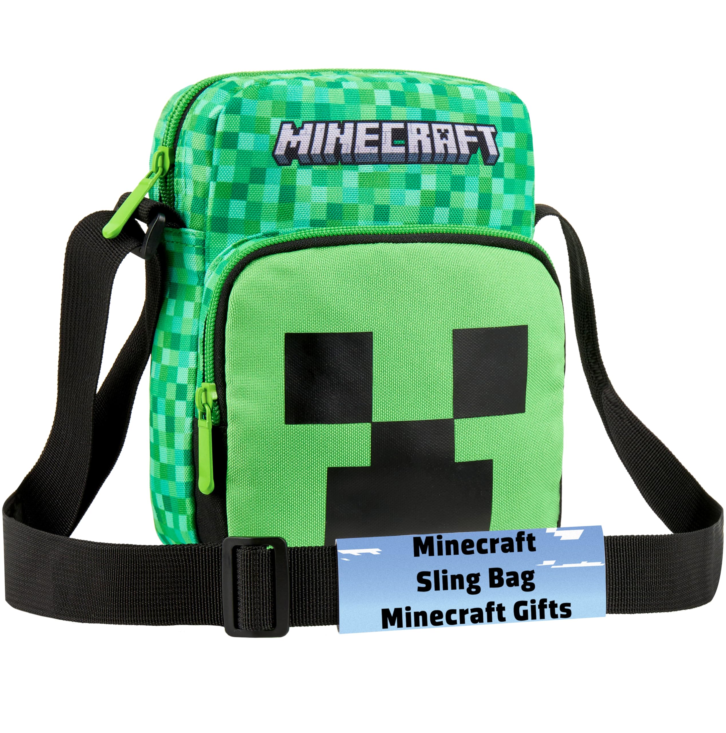 Minecraft Creeper Crossbody Bag for Boys, Phone Pouch or Mini Messenger Set, Shoulder Bag for Travel, School, Gifts for Boys