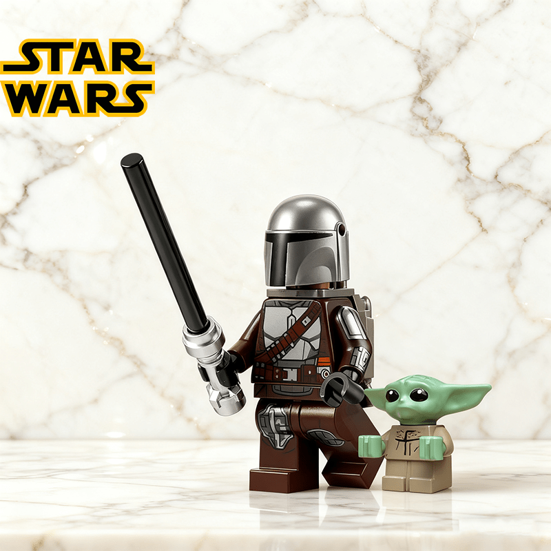 Set de figuras del Mandalorian y Baby Yoda Star Wars.
